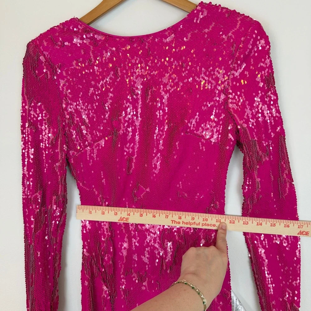 NWT Dress The Population Natalie Sequin Dress Women XXS Stretch Hot Pink Bodycon - Picture 9 of 15